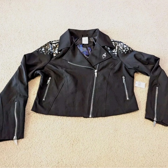 Disney Evil Queen Black and Silver Women's Leather Jacket - Picture 1 of 8